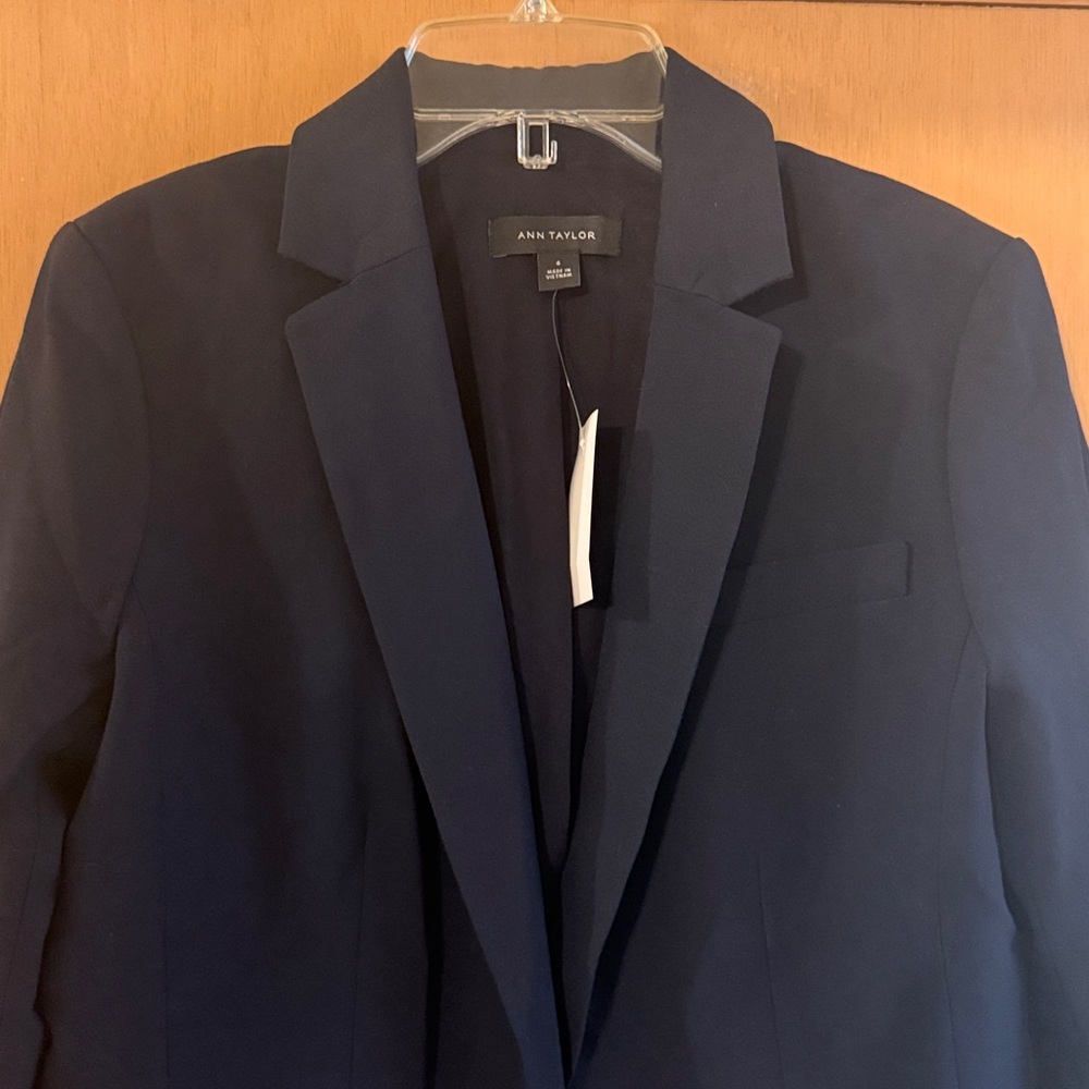 Ann Taylor Women’s One Button Blazer Suit Jacket Office New Black Size 6 - Picture 2 of 6